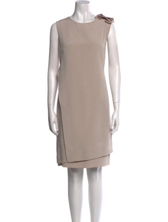 Teri Jon by Rickie Freeman Scoop Neck Midi Length Dress