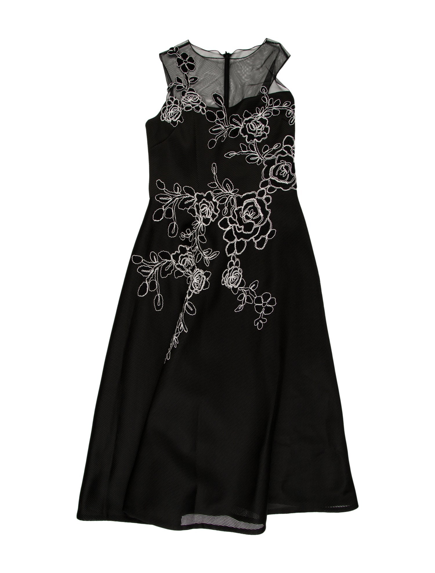 Teri Jon by Rickie Freeman Bateau Neckline Midi Length Dress