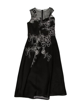 Teri Jon by Rickie Freeman Bateau Neckline Midi Length Dress