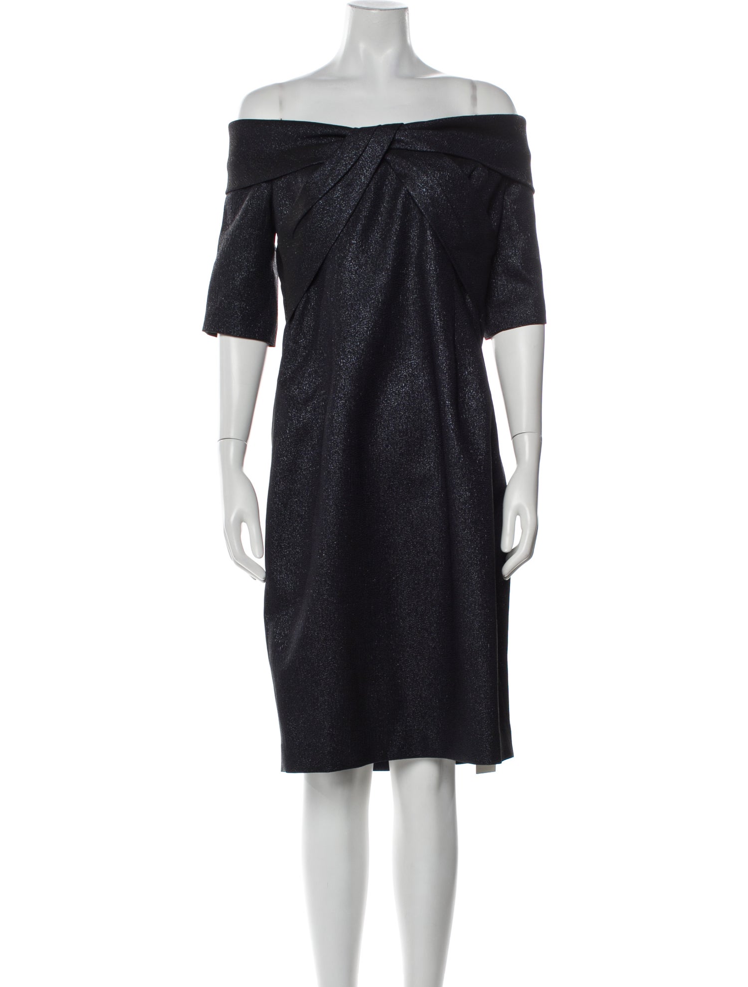 Teri Jon by Rickie Freeman Off-The-Shoulder Midi Length Dress