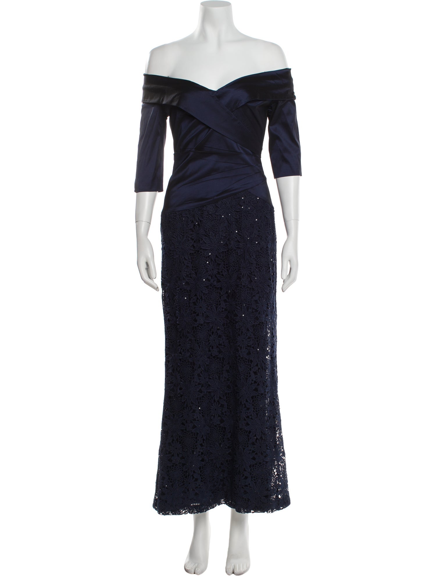 Teri Jon by Rickie Freeman Off-The-Shoulder Long Dress