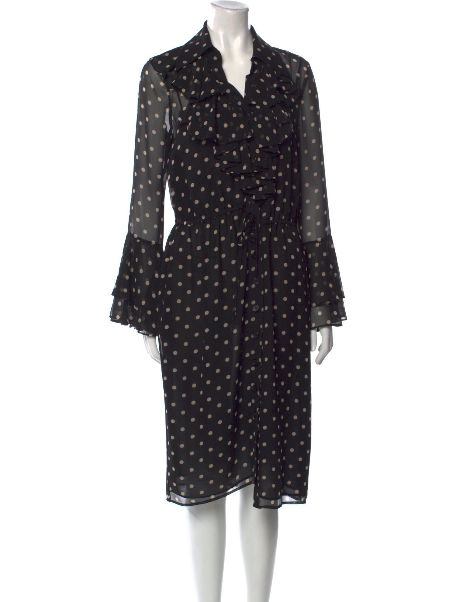 Teri Jon by Rickie Freeman Polka Dot Print Midi Length Dress