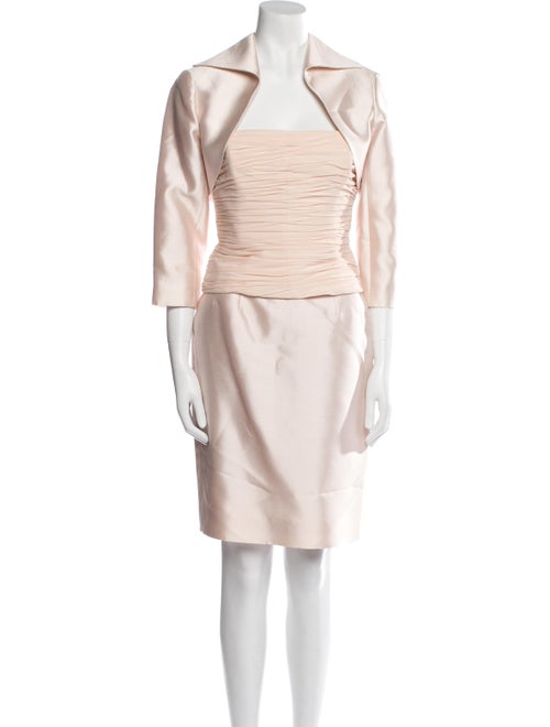 Teri Jon by Rickie Freeman Silk Pleated Accents Skirt Set