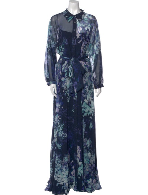 Teri Jon by Rickie Freeman Floral Print Long Dress