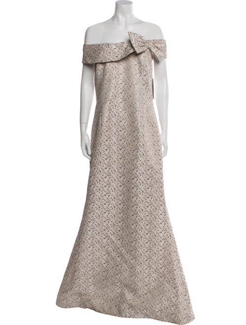 Teri Jon by Rickie Freeman Off-The-Shoulder Long Dress