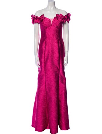 Teri Jon by Rickie Freeman Off-The-Shoulder Long Dress