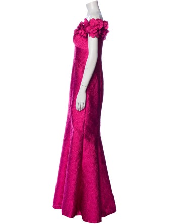 Teri Jon by Rickie Freeman Off-The-Shoulder Long Dress