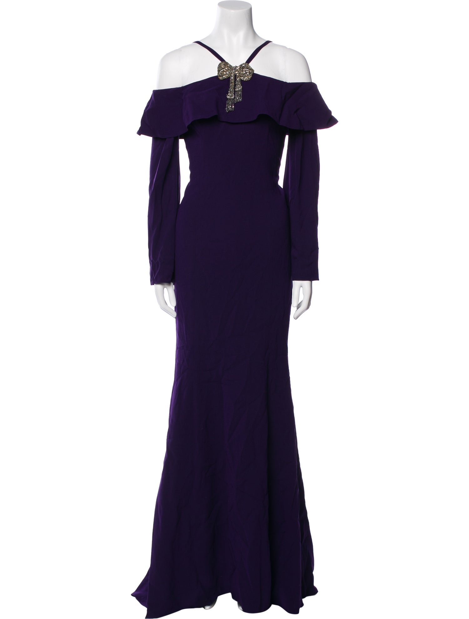 Teri Jon by Rickie Freeman Off-The-Shoulder Long Dress w/ Tags