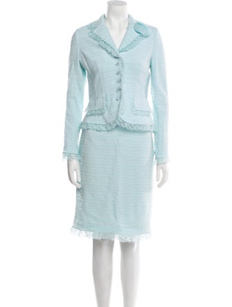 Teri Jon by Rickie Freeman Mesh Accents Skirt Suit