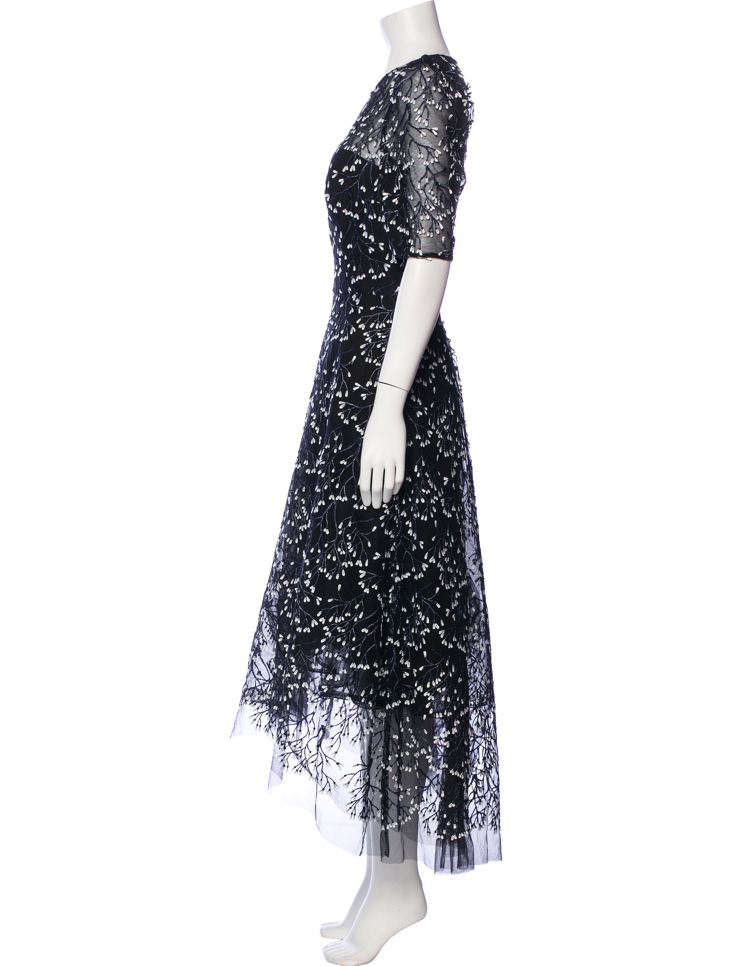 Teri Jon by Rickie Freeman Lace Pattern Midi Length Dress