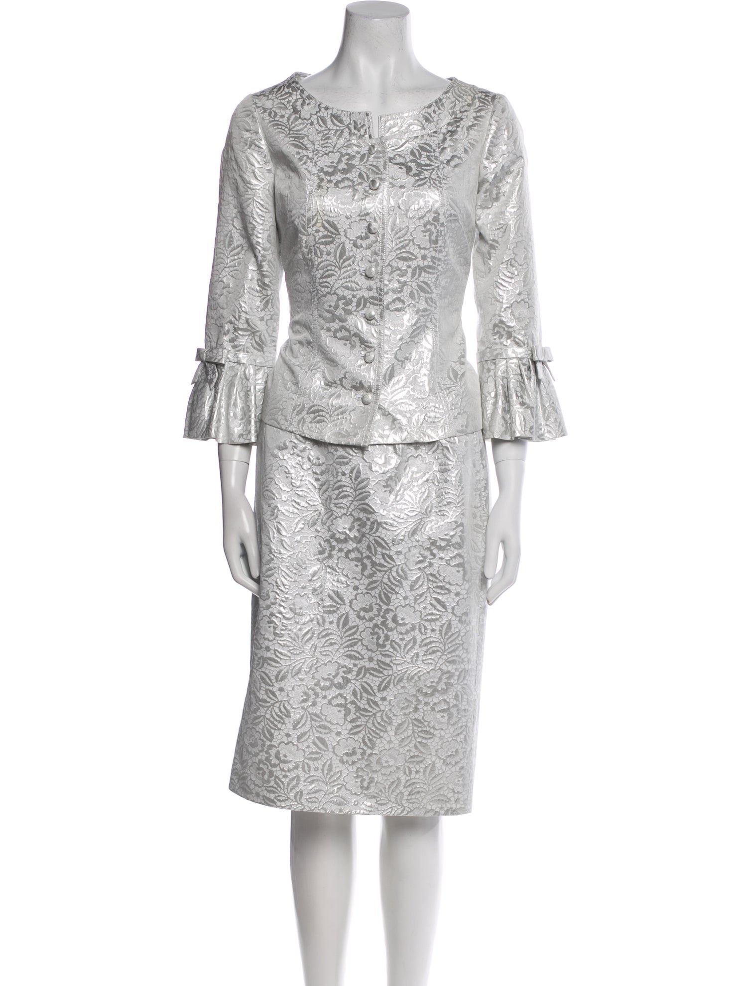 Teri Jon by Rickie Freeman Bow Accents Skirt Set