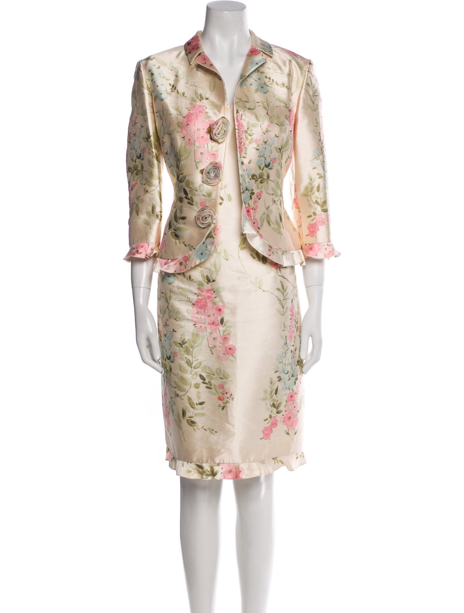 Teri Jon by Rickie Freeman Silk Printed Dress Set