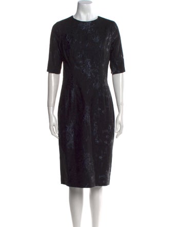 Teri Jon by Rickie Freeman Crew Neck Midi Length Dress
