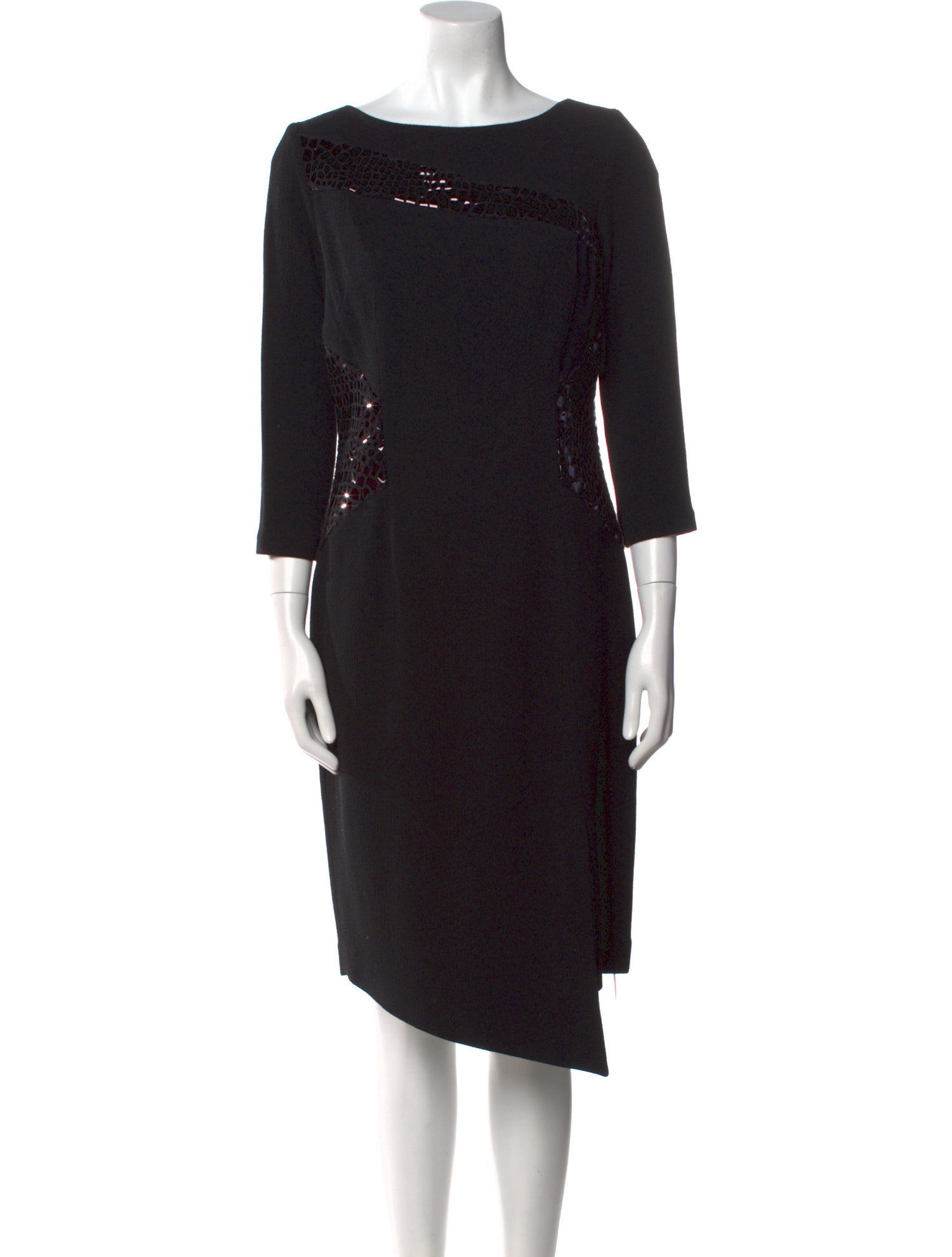 Teri Jon by Rickie Freeman Bateau Neckline Midi Length Dress