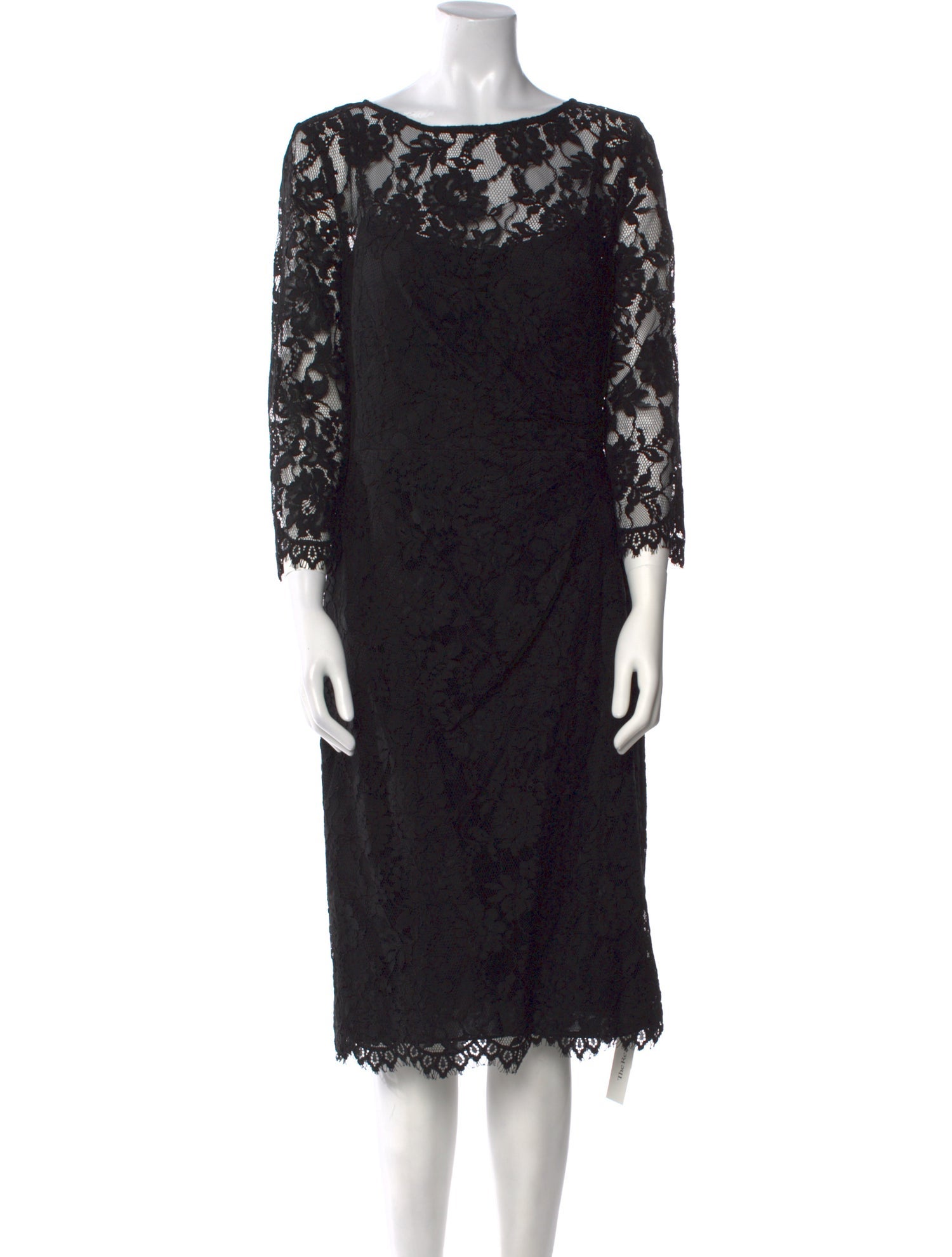 Teri Jon by Rickie Freeman Lace Pattern Midi Length Dress