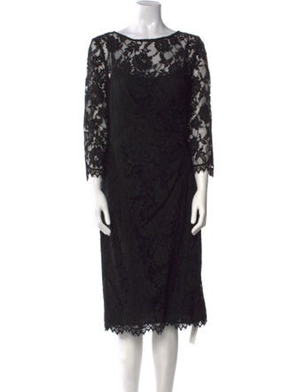 Teri Jon by Rickie Freeman Lace Pattern Midi Length Dress