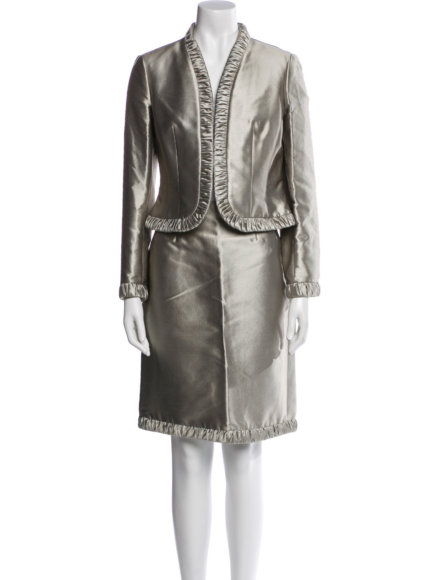 Teri Jon by Rickie Freeman Silk Printed Skirt Suit