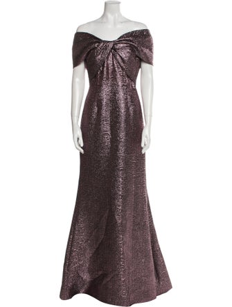 Teri Jon by Rickie Freeman Off-The-Shoulder Long Dress