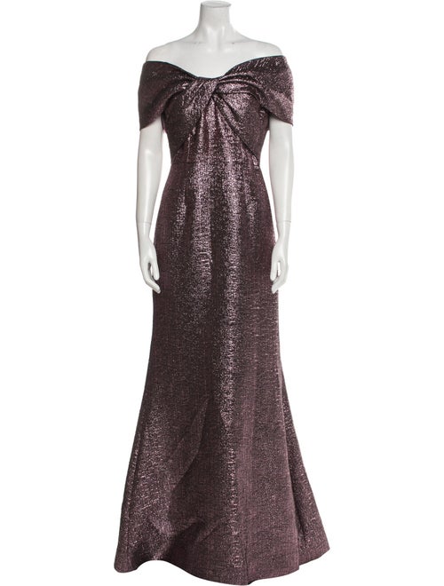 Teri Jon by Rickie Freeman Off-The-Shoulder Long Dress