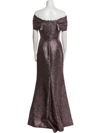 Teri Jon by Rickie Freeman Off-The-Shoulder Long Dress