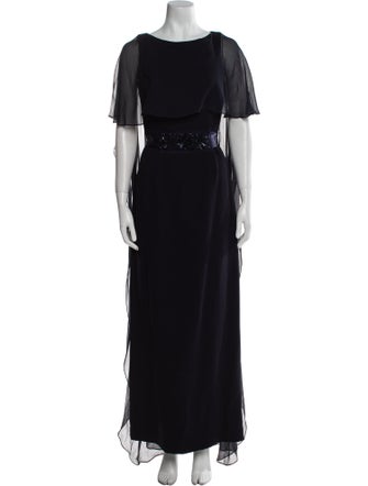 Teri Jon by Rickie Freeman Bateau Neckline Long Dress