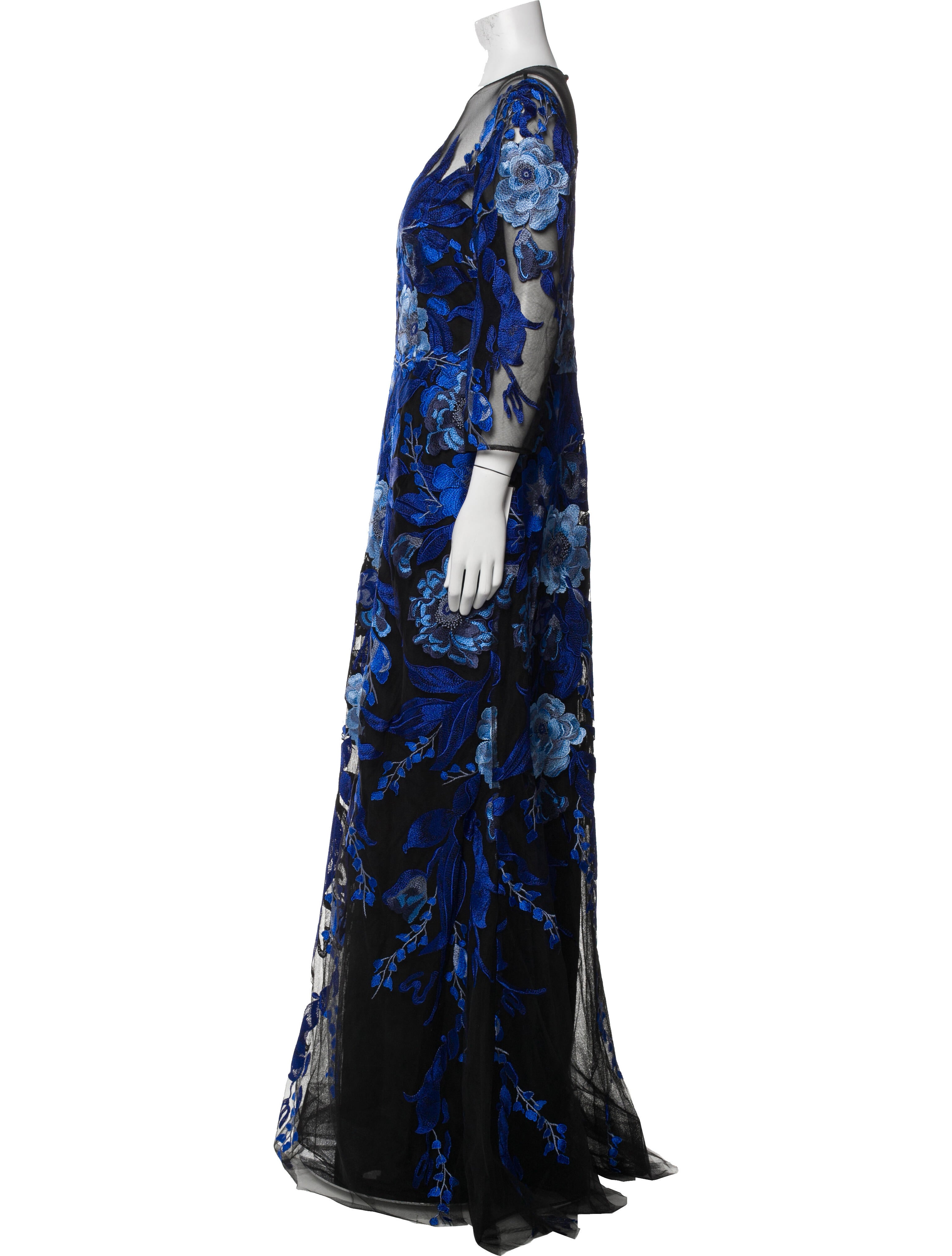 Teri Jon by Rickie Freeman Lace Pattern Long Dress w/ Tags