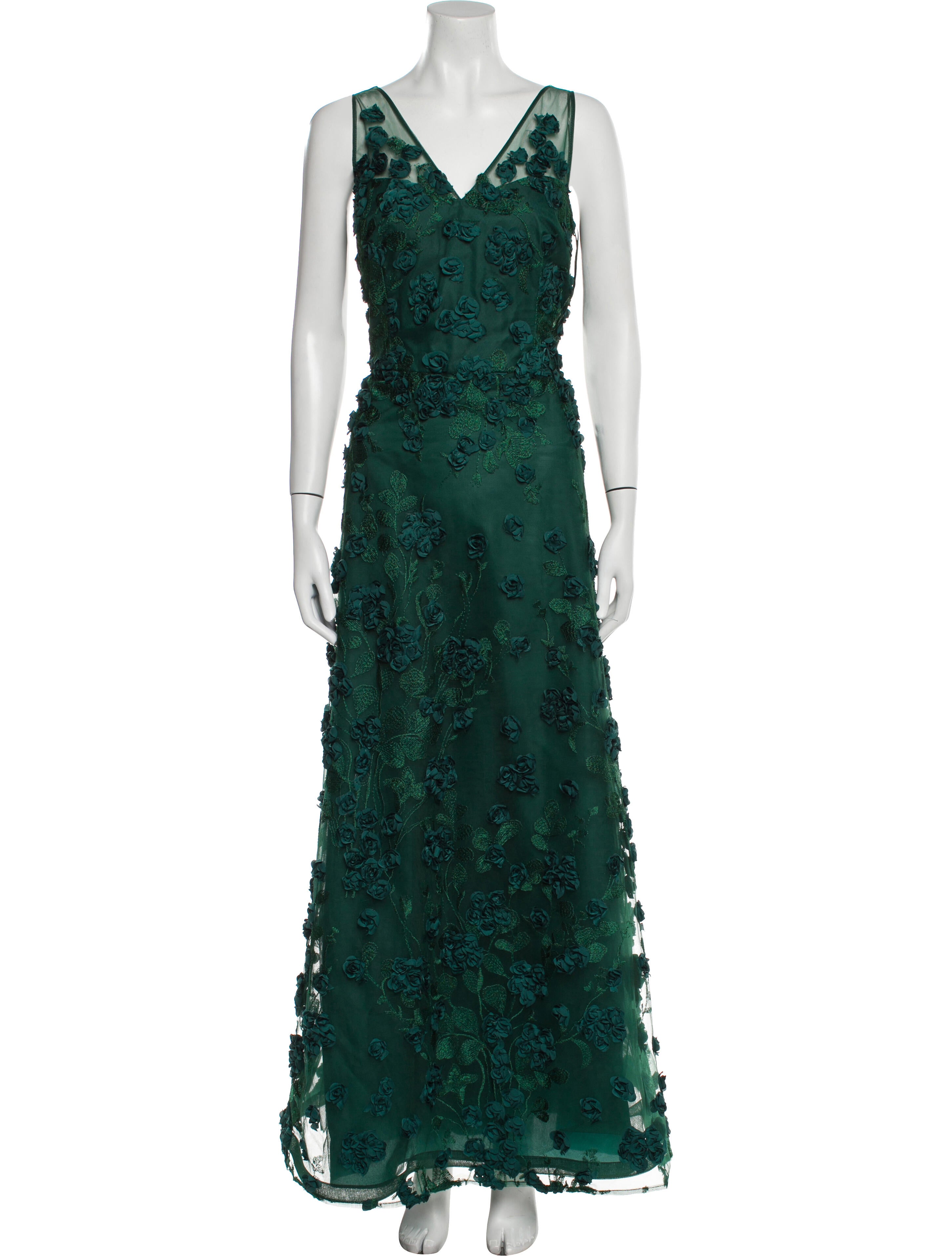 Teri Jon by Rickie Freeman Lace Pattern Long Dress