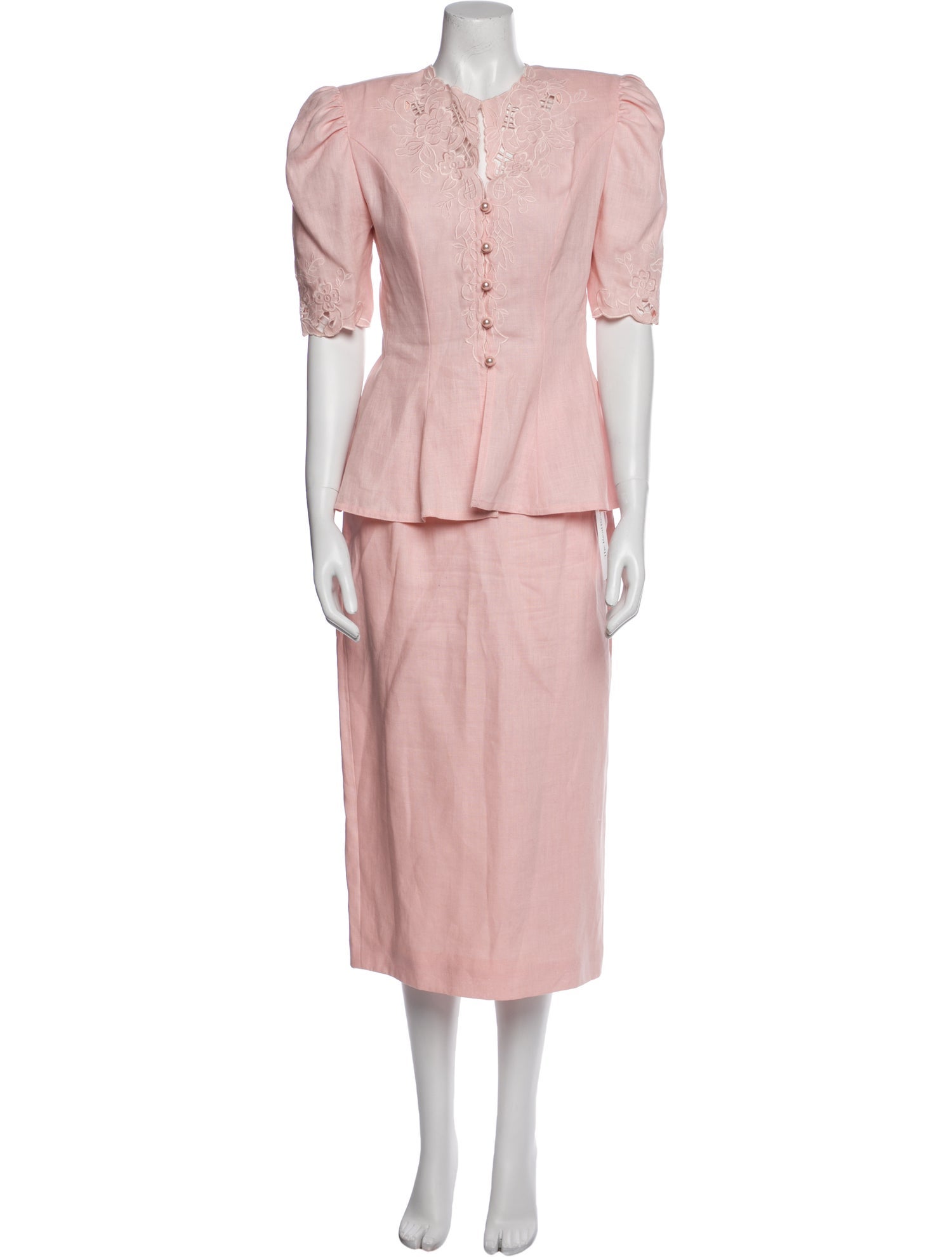 Teri Jon by Rickie Freeman Vintage Linen Skirt Set