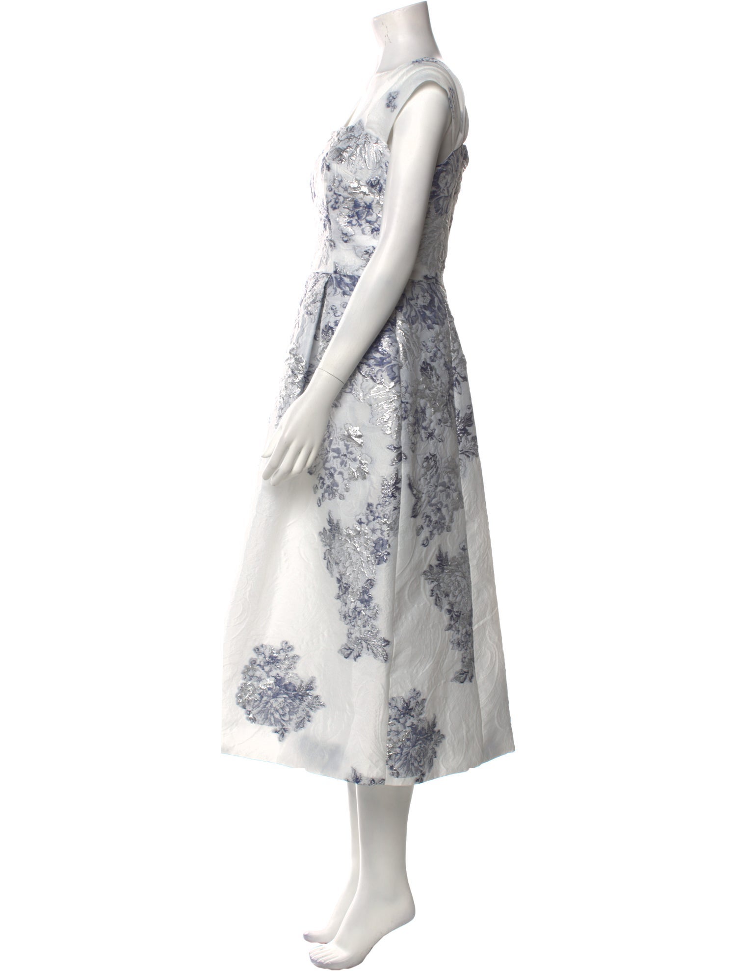 Teri Jon by Rickie Freeman Floral Print Midi Length Dress w/ Tags