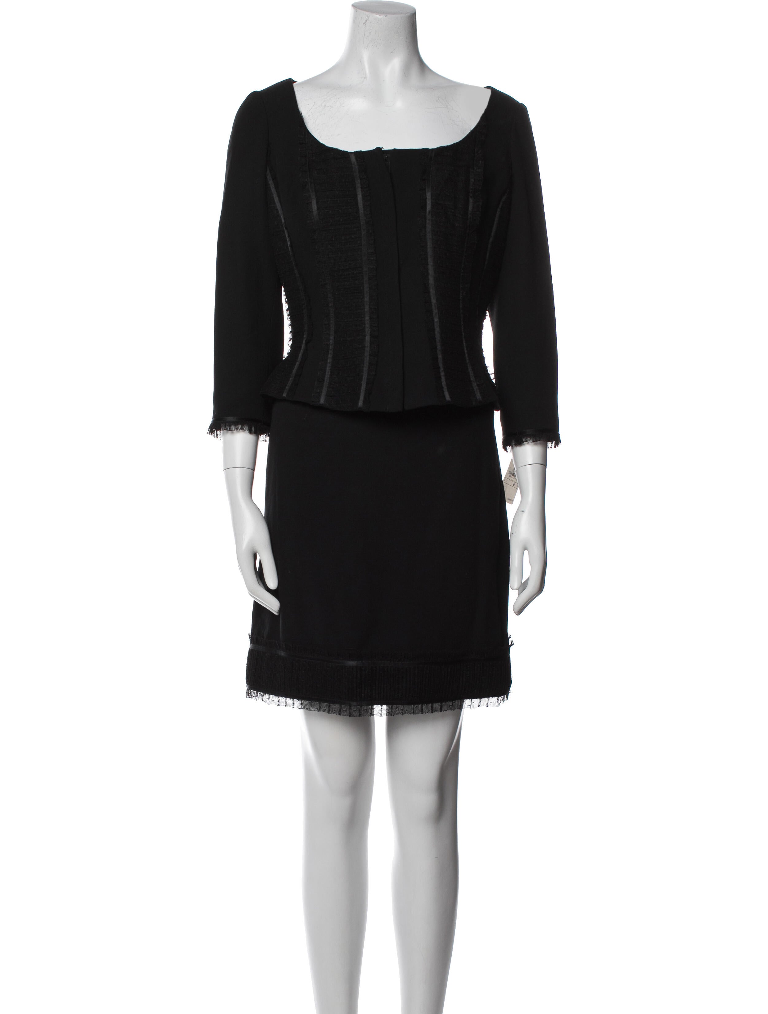 Teri Jon by Rickie Freeman Wool Lace Trim Embellishment Skirt Suit