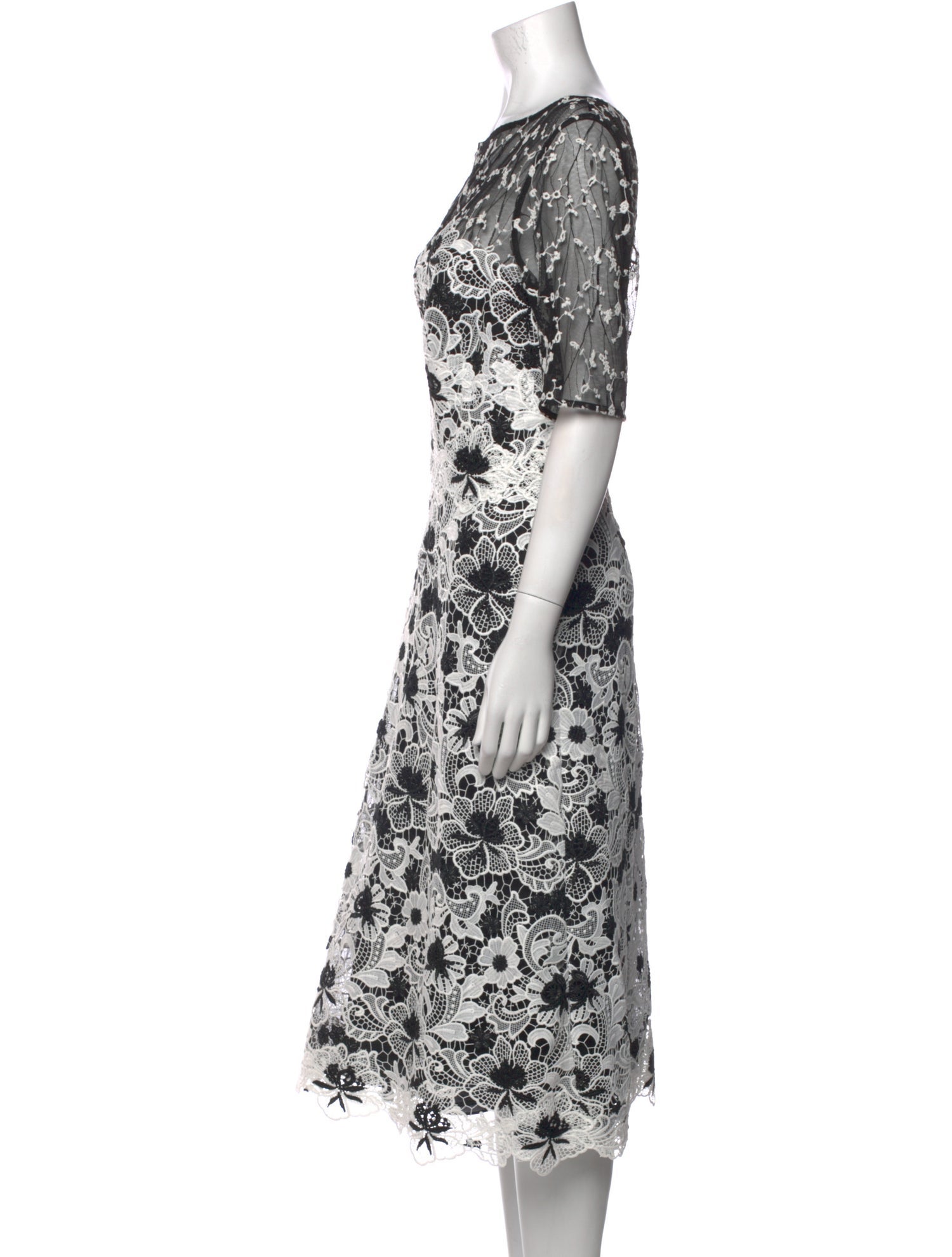 Teri Jon by Rickie Freeman Lace Pattern Midi Length Dress