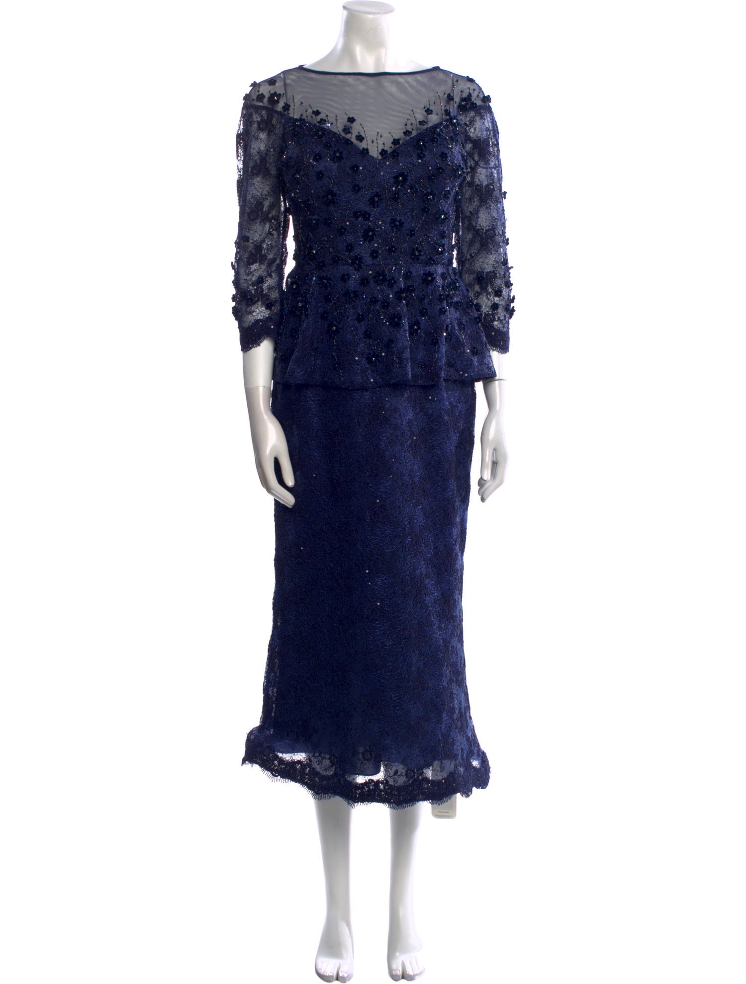 Teri Jon by Rickie Freeman Lace Pattern Long Dress