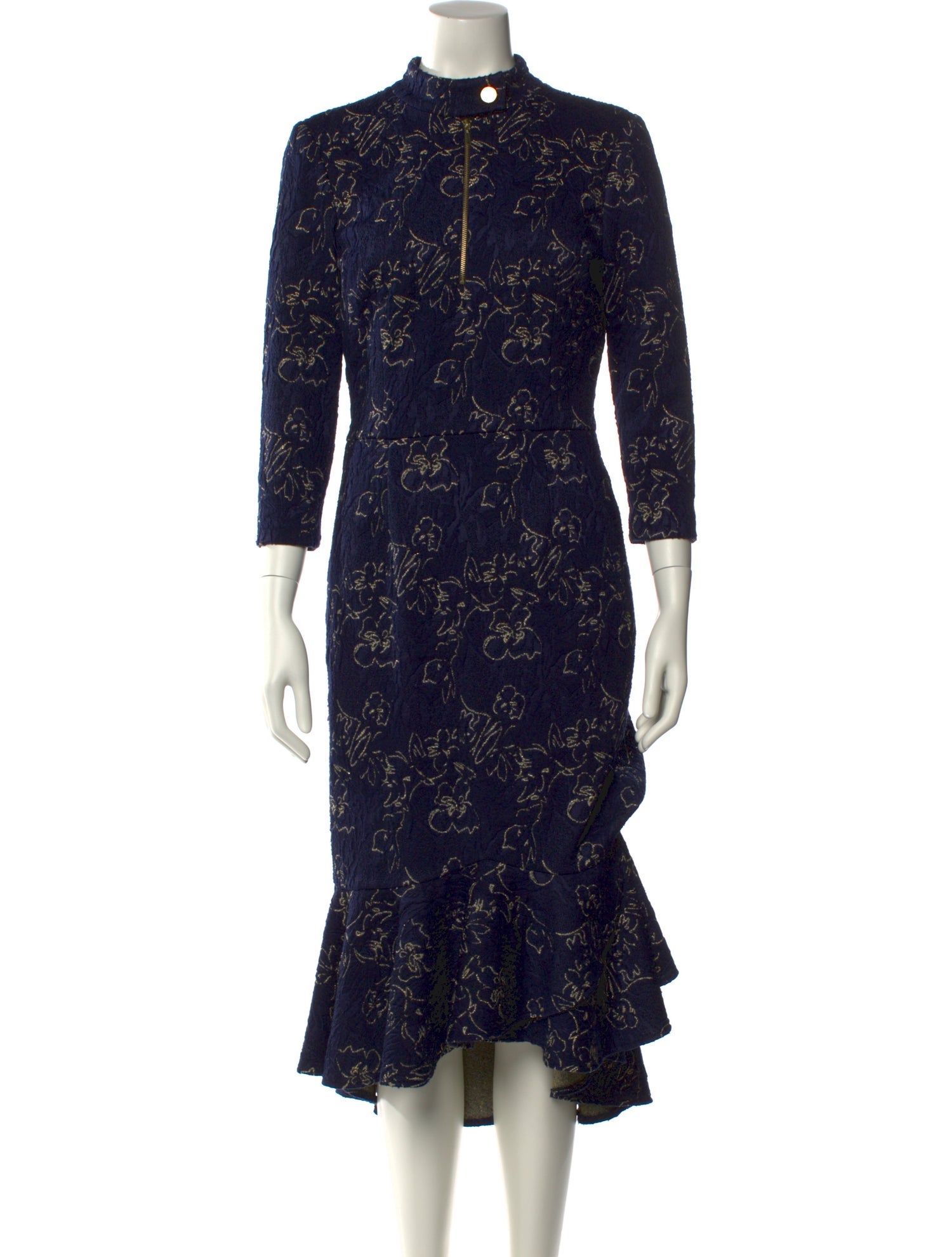 Teri Jon by Rickie Freeman Floral Print Midi Length Dress