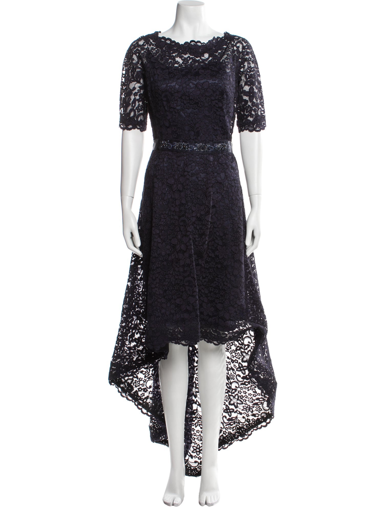 Teri Jon by Rickie Freeman Lace Pattern Long Dress