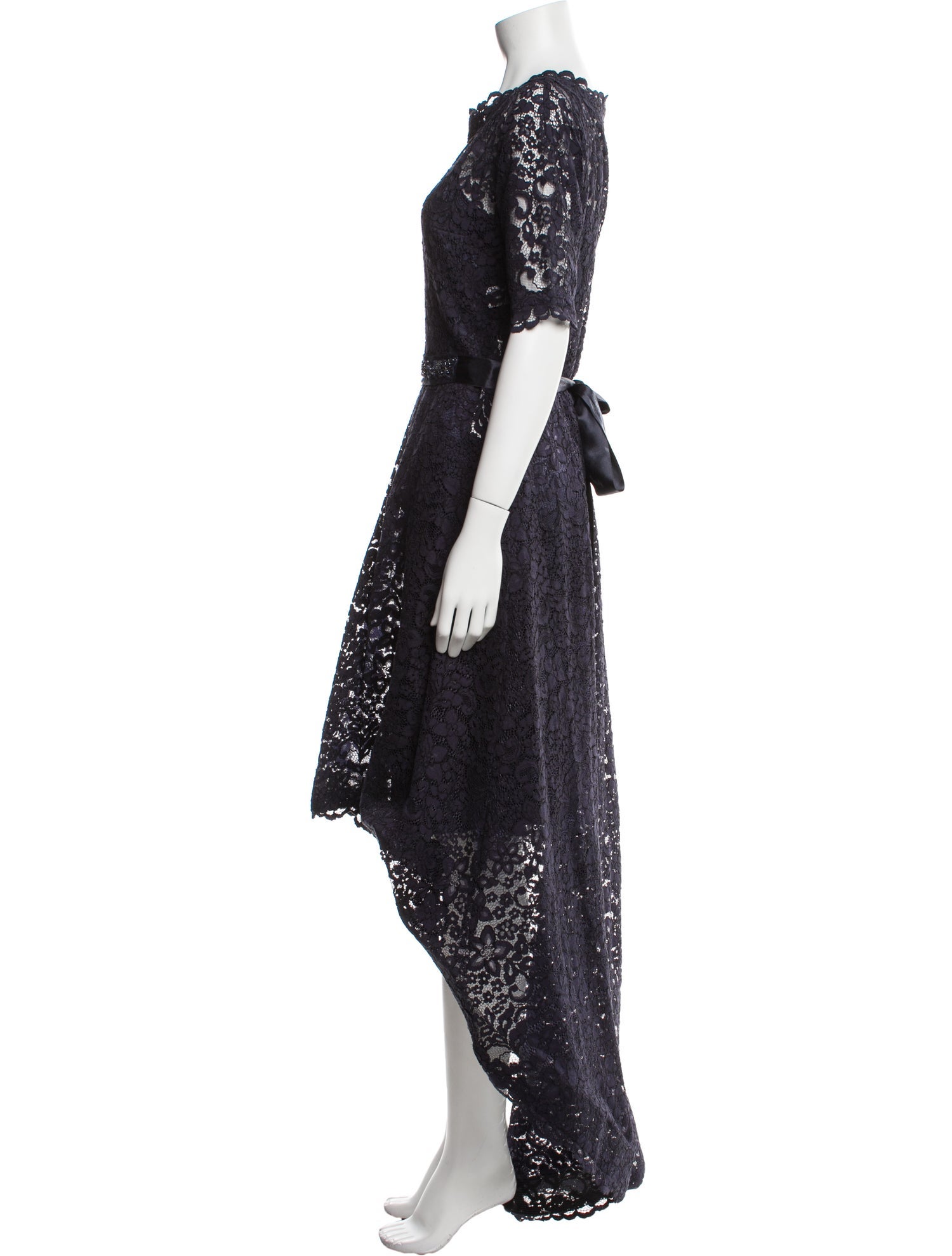 Teri Jon by Rickie Freeman Lace Pattern Long Dress