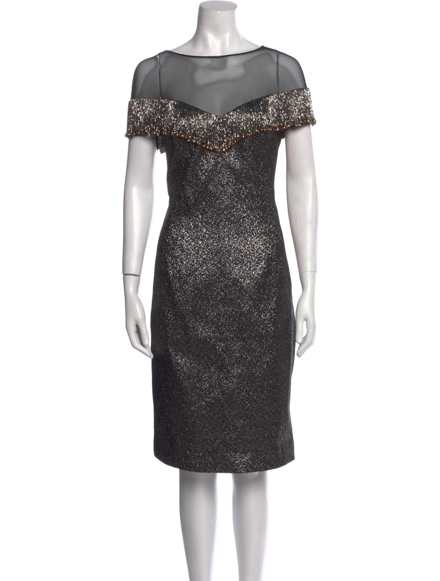 Teri Jon by Rickie Freeman Bateau Neckline Knee-Length Dress