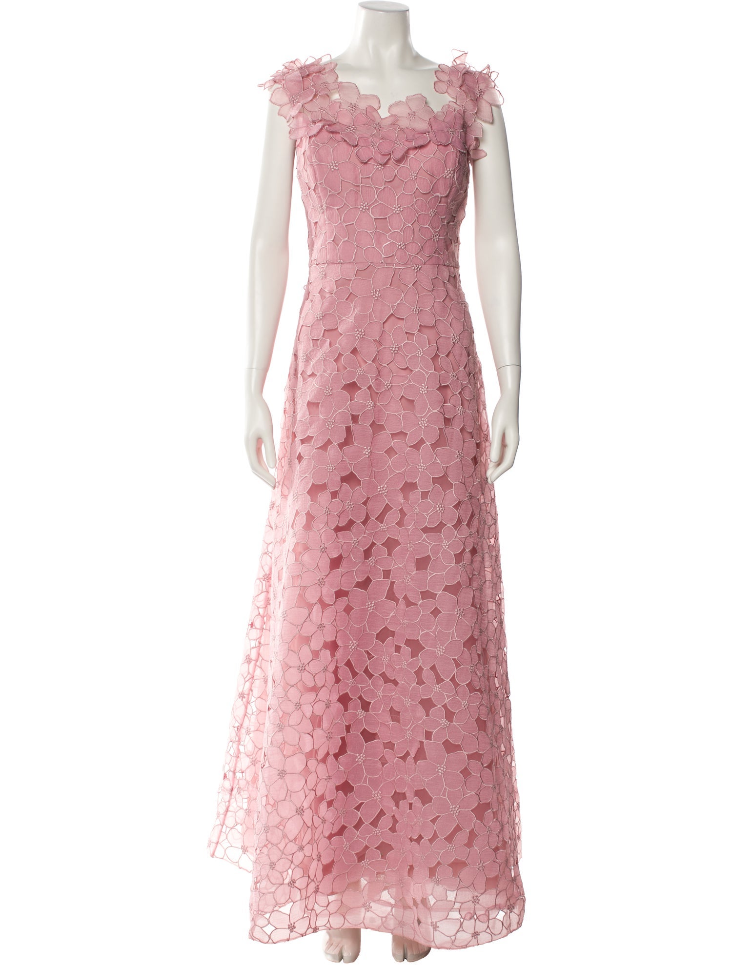 Teri Jon by Rickie Freeman Lace Pattern Long Dress