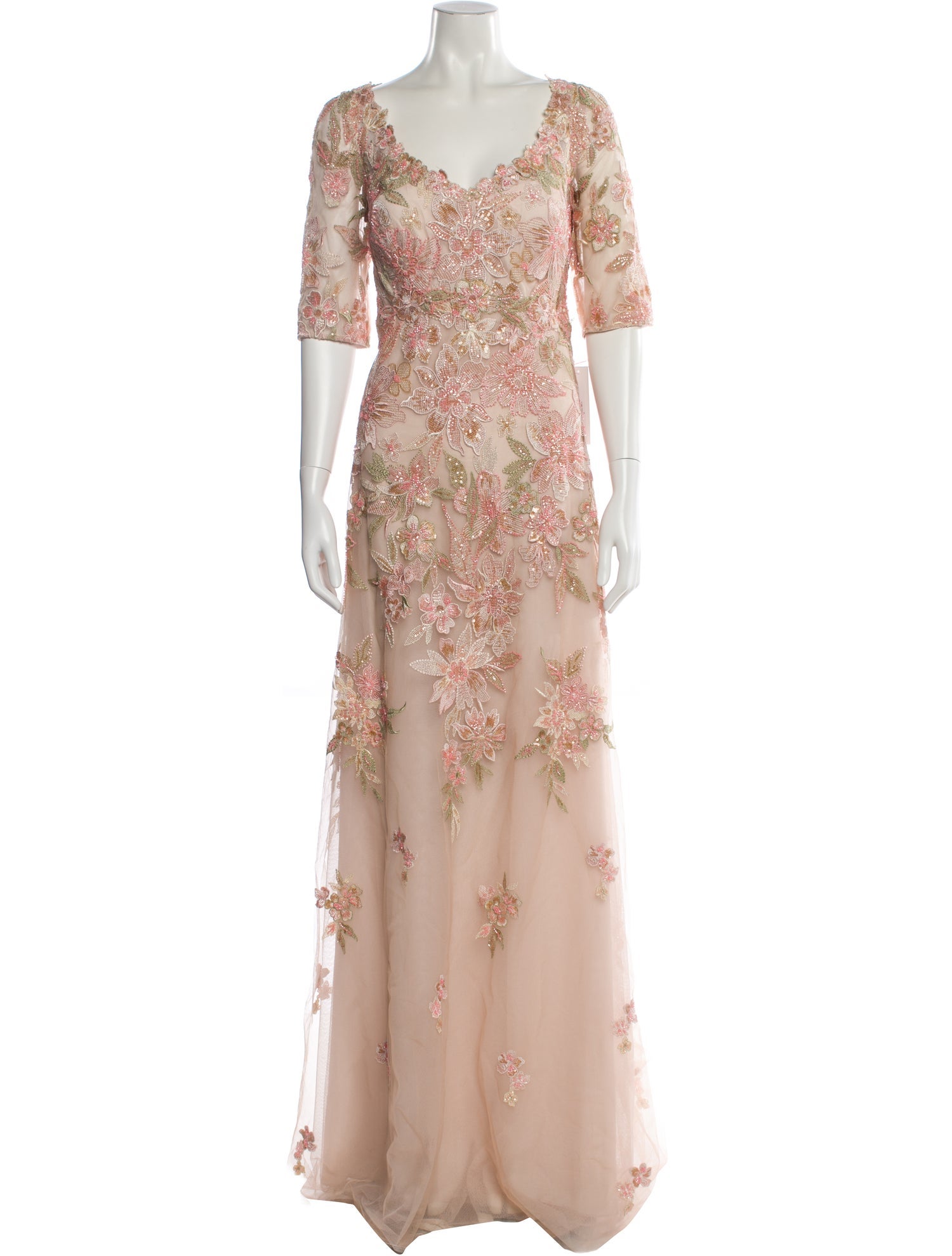 Teri Jon by Rickie Freeman Floral Print Long Dress w/ Tags