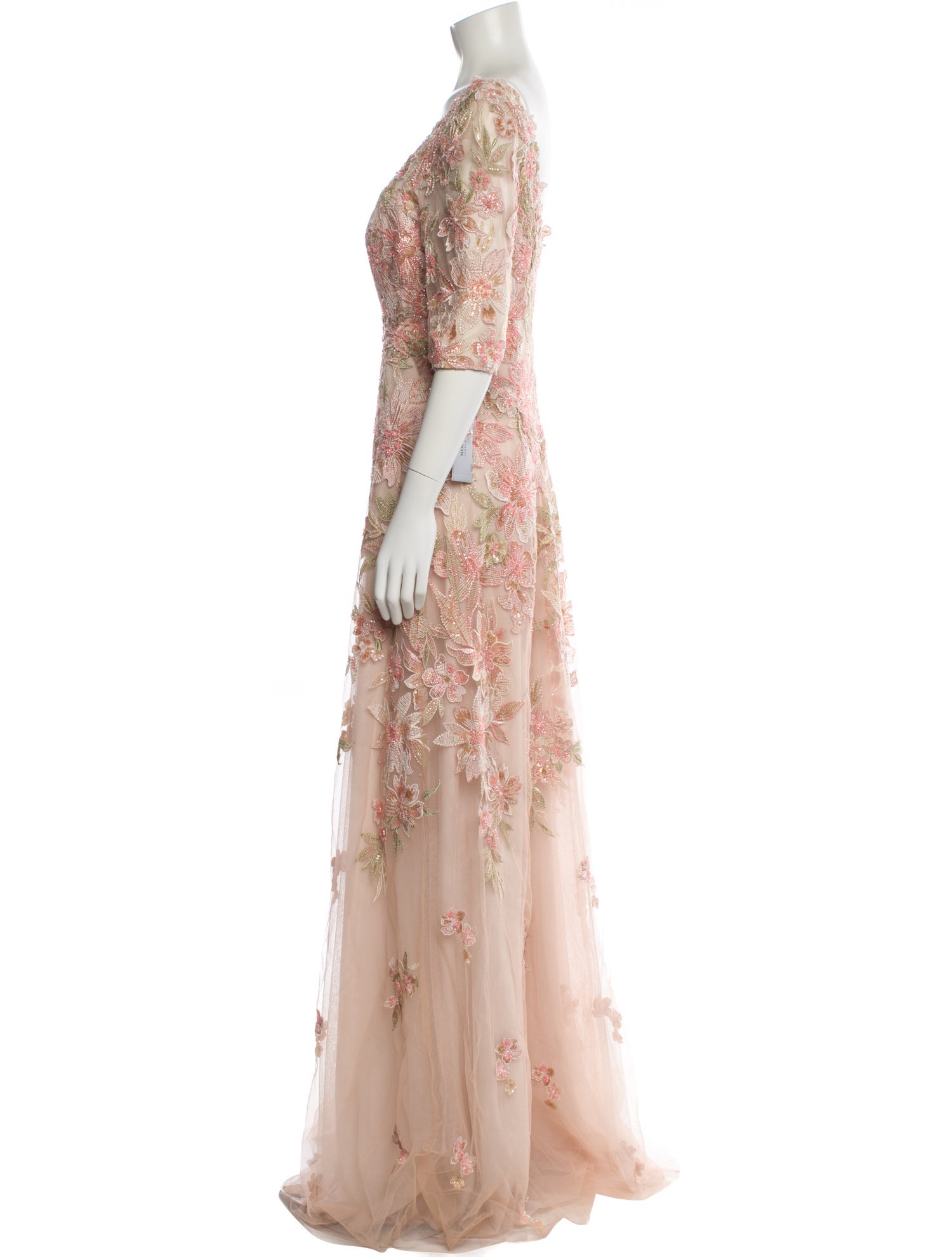 Teri Jon by Rickie Freeman Floral Print Long Dress w/ Tags