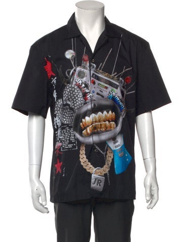 Richmond Dress Shirts Graphic Print Short Sleeve Shirt M