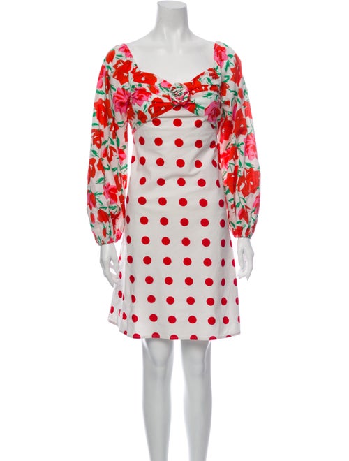 Rixo Polka Dot Print Mini Dress White