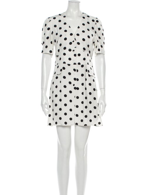 Rixo Polka Dot Print Mini Dress White