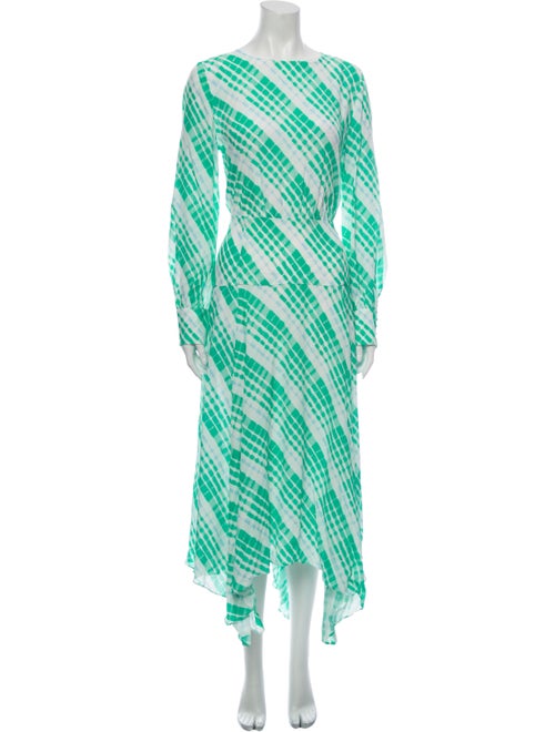 Rixo Printed Long Dress Green
