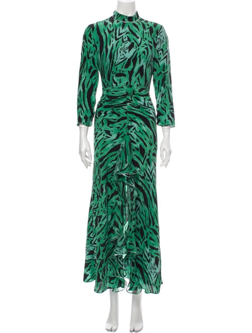 Rixo Silk Long Dress Green