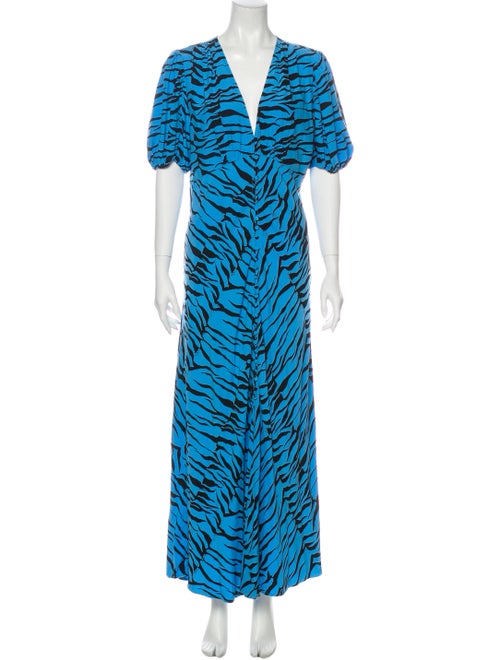 Rixo Printed Maxi Dress Long Dress Blue