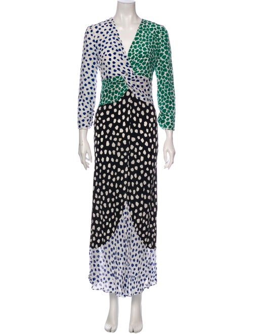 Rixo Silk Long Dress Green