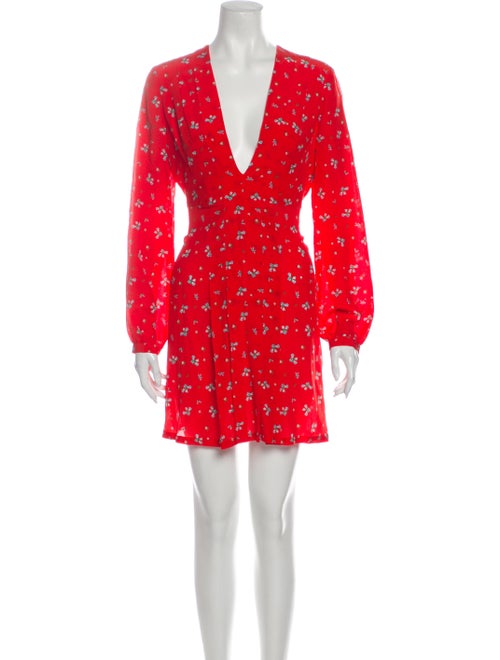 Rixo Silk Mini Dress Red