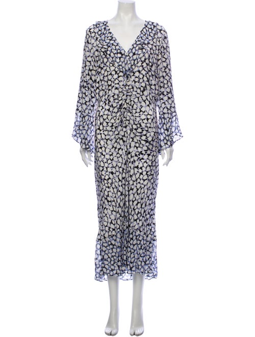 Rixo Silk Midi Length Dress Blue