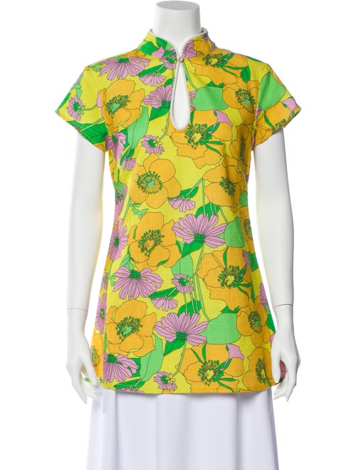 Rixo Vintage Floral Print Top Yellow