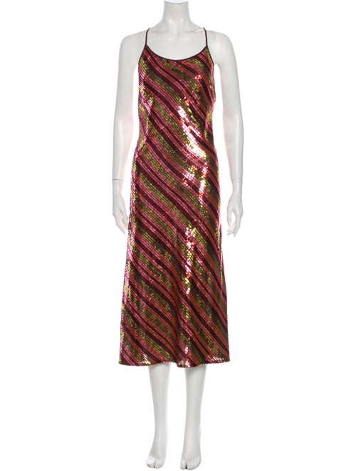 Rixo Striped Midi Length Dress